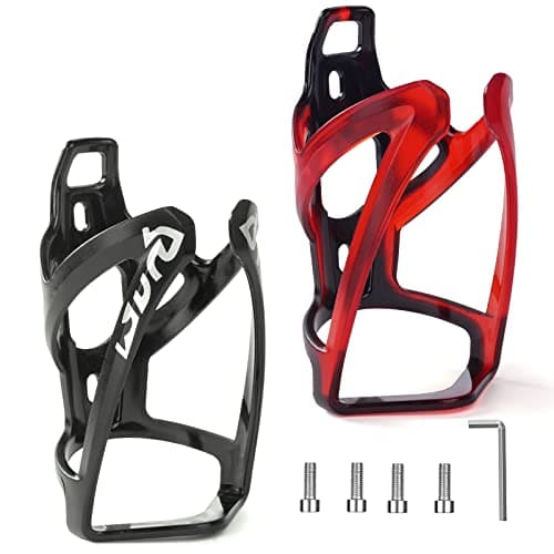 Image of Ainiv Bike Water Bottle Cage, 2PCS Plastic PC Bike Water Bottle Holder, Bicycle Cup Holder, Cycling Bottle Holder for Road Bike and Mountain Bike, Black + Black Red
