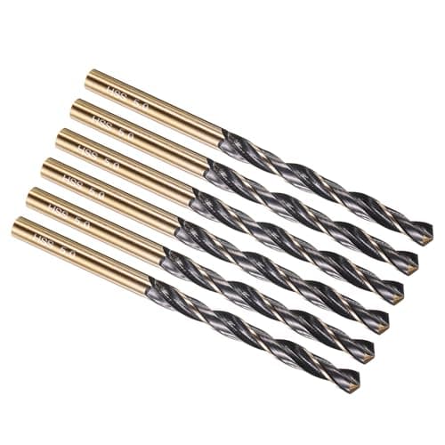 Image of PATIKIL 5mm Drill Bit, Jobber Straight Shank M2 High-Speed Steel 118° Nitriding Black and Gold Finish for Stainless Steel Hard Metal - 6 Pack