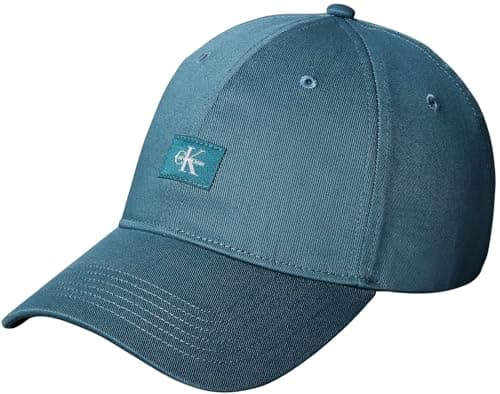 Image of Calvin Klein Men's MONOLOGO Woven Patch BB Cap LV04D5077G Cap, Blue (Atlantic Deep), One Size