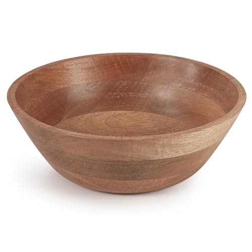 Image of woodluv Large Fruit Salad Bowl 30cm, Decor Basket for Kitchen, Serving Bowls, Mango Wood
