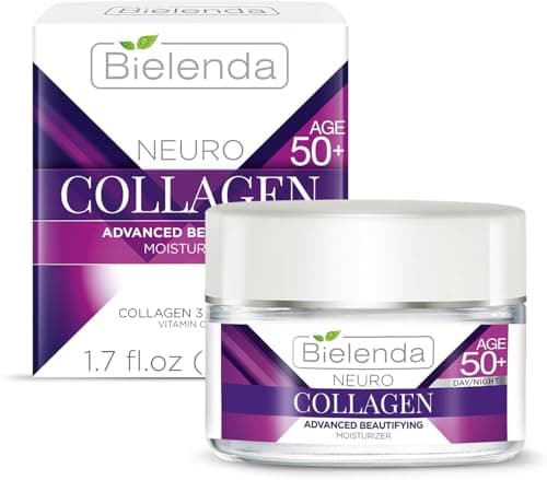 Image of Bielenda Neuro Collagen Anti-Wrinkle Cream 50+, Hydrating, Collagen Peptides Facial Treatment, Anti-Ageing, Day/Night, 50 ml