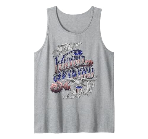 Image of Lynyrd Skynyrd RWB Logo Eagle US Flag Stars Patriot Stripes Tank Top