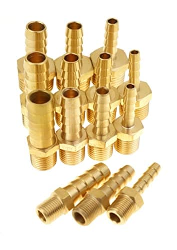 Image of UK CELTD BSP Taper Thread x Hose Tail End Connector Brass Fitting for Air Water & Fuel (8mm Dia 1/4 Bsp Male)