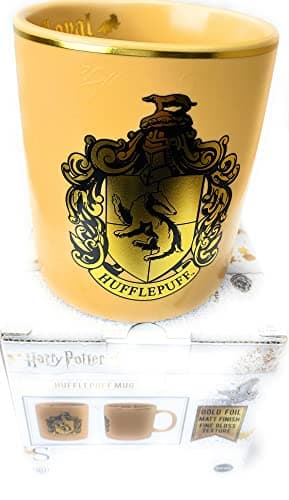 Image of GWCC Official Harry Potter Hufflepuff Mug with Gold Foil and 3D Embossed Crest in Gift Box, Yellow, 10 cm