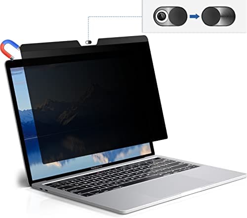 Image of IPROKKO Magnetic Privacy Screen Filter for MacBook Pro 13 Inch (2016-2022, M1, M2) and MacBook Air 13 (2018-2020, M1), Removable Laptop Privacy Filter with Camera Cover Slide, Anti Glare Blue Light