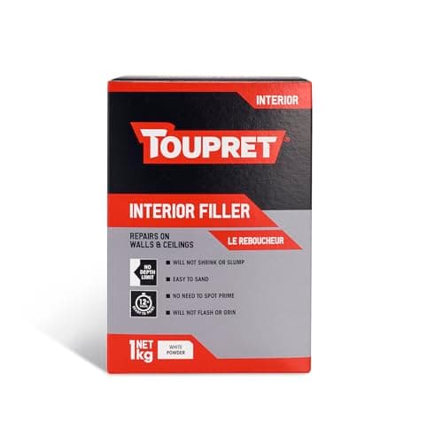 Image of Toupret Interior Filler - Easy to Sand, No Shrink Crack Filler - Smooth Finish Wall Repair for Interior Surfaces - Professional Powder Filler - White - 1 kg