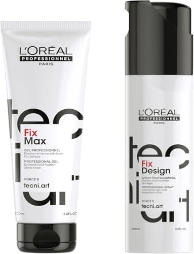 Image of L’Oreal Professionnel Tecni Art Slick Back Bun - no frizz, no fly aways , smooth and shiny polished look, Tecni Art Fix Design strong hold styling spray & Fix Max Styling gel