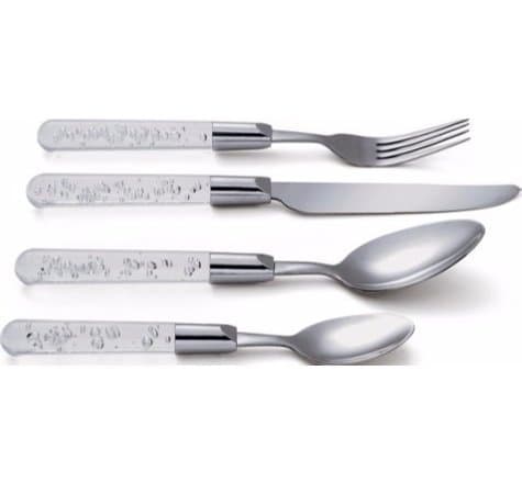 Image of 16 Piece Luxury Clear Bubble Stainless Steel Cutlery Set- Reduced!