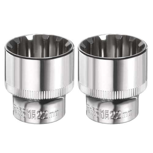 Image of sourcing map 2pcs 12 Points Socket 3/8" Drive 22mm Metric Shallow Impact Socket Cr-V Steel Chrome Plating Flip Sleeve Nut Driver Wrench for Home Auto Nuts Bolts Repair
