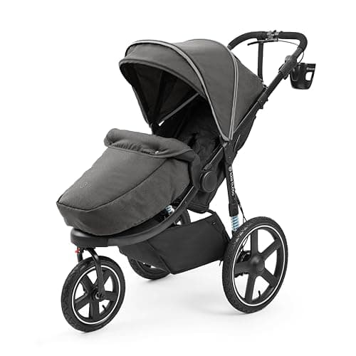 Image of Ickle Bubba Venus Jogger Pro Max Stroller (Charcoal Grey) – All-Terrain 3-Wheel Pushchair from Birth to 22kg, Waterproof Hood & Footwarmer, Adjustable Handle, Cup Holder & Self-Locking Fold