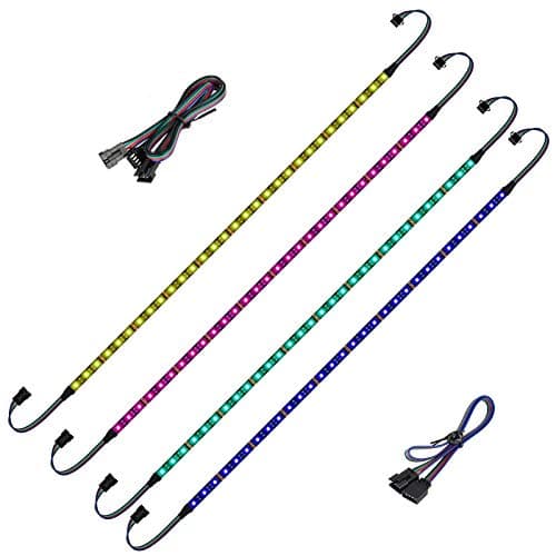 Image of BTF-Lighting LED RGB PC Light Strip 4PCs 19in for 12V 4-Pin RGB5050 LED Headers, ASUS Aura Sync, Gigabyte RGB Fusion, MSI Mystic Light