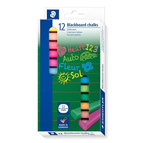 Image of Staedtler (2360) - 12mm Thick Coloured Blackboard Chalks - Pack of 12 Assorted Colours