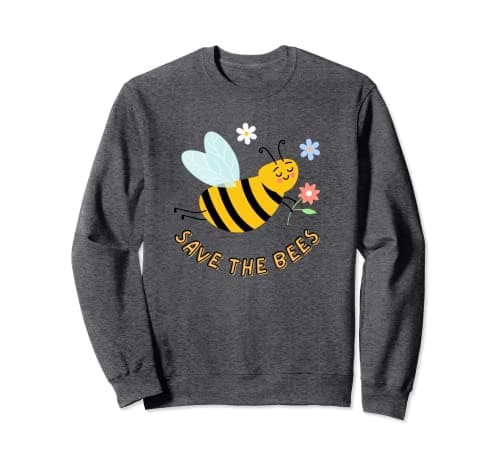 Image of Save the Bees Women's Earth Day Climate Change Daisy Flower Sweatshirt