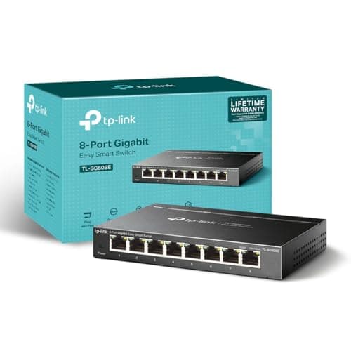 Image of TP-Link TL-SG608E Managed Network Switch, 8-port Ethernet Splitter, Gigabit High-speed, Plug & Play, Network Monitoring Through Web, Desktop/Wall Mount, QoS VLAN IGMP Snooping, Fanless Metal Design