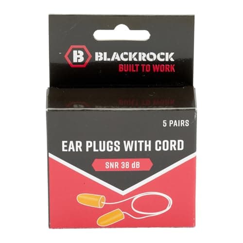 Image of Blackrock 5 Pack Protection Foam Ear Plugs With String, SNR39db, Reusable, Protection/Defenders for Work, for Adults, In Ear Defenders