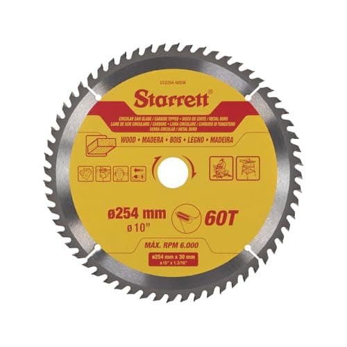 Image of Starrett 254mm TCT Circular Saw Blade for Wood, 60-Tooth, 16/19/25/30mm Bore