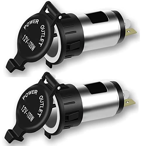 Image of 12V 120W Cigarette Lighter Power Socket Plug Outlet, Xfaiz 2 PCS Car Cigarette Lighter Socket Splitter Power Outlet Adapter Waterproof Plug for Motorcycle Car Boat Tractor (2)
