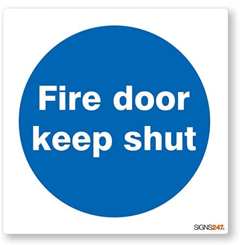 Image of 2 Pack Fire Door Safety Signs - Fire Door Keep Shut Stickers Self Adhesive Vinyl Stickers - 80mm x 80mm