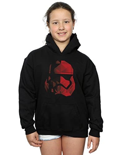 Image of Star Wars Girls The Last Jedi Stormtrooper Red Cubist Helmet Hoodie 9-11 Years Black