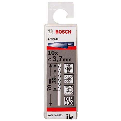 Image of Bosch 10x PRO Metal HSS-G Twist Drill Bit Standard Length (for Non-ferrous metals, Steel, Ø 3,70 mm, Professional Accessory Rotary Drill/Drivers)