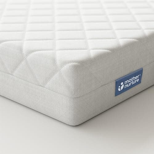 Image of Mother Nurture Classic Foam Travel Cot Mattress (90 x 50cm x 7cm) Hypoallergenic Breathable Mattress For Comfy Night’s Sleep Reversible and Removable Cover, BSI Tested, Fits Joie Kubbie