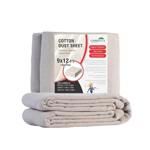 Image of Ultra Heavy Duty Premium Cotton Dust Sheets for Decorating Painting Drop Cloths for Furniture, Floor Covering, Dust Covers Durable, Reusable Sheets for Renovation, Construction (Natural, 6X3FT)