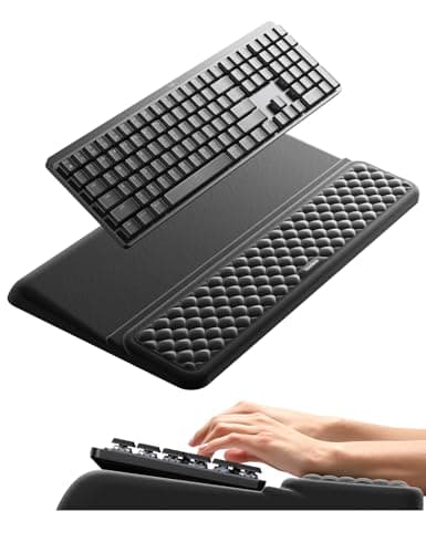 Image of VAYDEER Ergonomic Keyboard Wrist Rest with Stand – 2-in-1 Keyboard Riser & Soft Memory Foam Support Pad for Typing, Wrist Pain Relief, Non-Slip Tray for Office, Home or Gaming Setup-Black