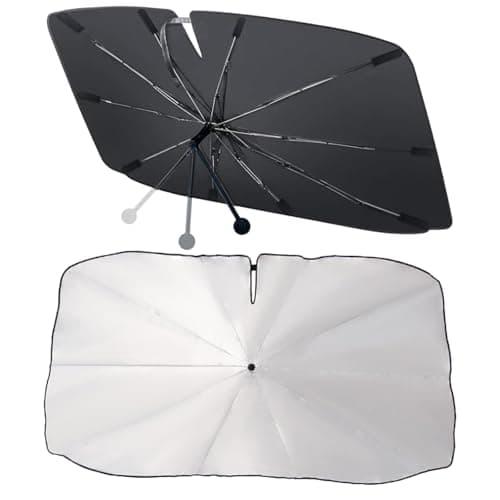 Image of Car Window Shade for Honda Civic 10gen Type R 2017-2022,360° Bendable Handle, Titanium Silver Coating Zero-Light UV Block, UPF 50+ Heat Insulation, Foldable Front Window Sun Shade