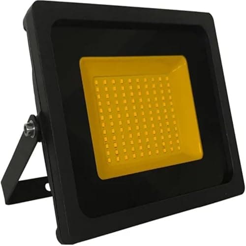 Image of 150W Amber LED Slimline Floodlight, Waterproof Outdoor Light, IP65 Rated Light for Parking Lots and Commercial Lighting, Energy-Efficient A+ Rating, 1200W Equivalent with 120-Degree Beam Angle