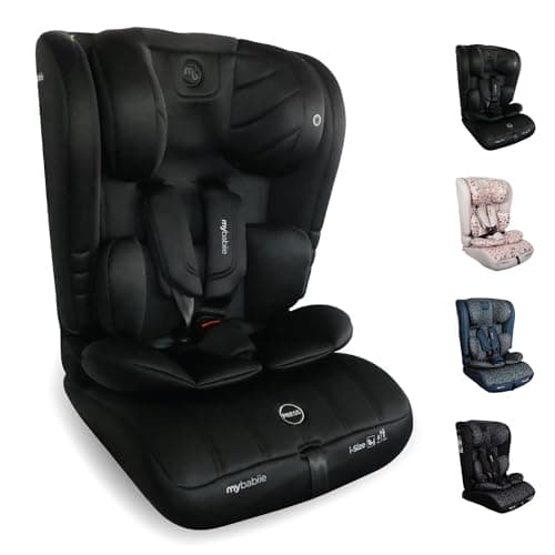 Image of My Babiie MBCS50 Toddler to Booster R129 Child Car Seat - 5-Point Harness, 76-150cm (Approx. 9-36kg, 15 Months - 12 Years), i-Size, Group 1/2/3, Adjustable, Forward Facing - Black