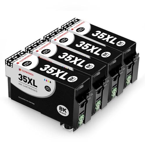 Image of CLYWENSS 35 XL Black Ink Cartridges Compatible with Epson 35XL 35 XL for WorkForce Pro WF-4720 WF-4725 WF-4730 WF-4740 WF4720 WF4725 WF4730 WF4740 WF-4720DWF WF-4725DWF WF-4730DTWF WF-4740DTWF, 4-Pack