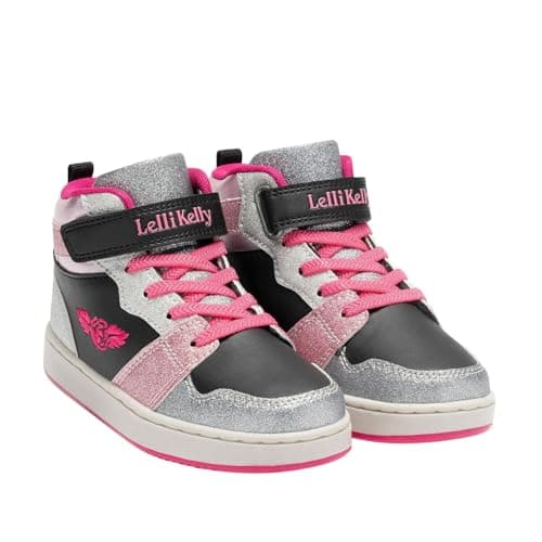 Image of Lelli Kelly Girls Gaia Black Silver Pink Glitter Ankle Boots LK4416 (AGNE) (Black/Silver, UK Footwear Size System, Little Kid, Women, Numeric, Medium, 11)