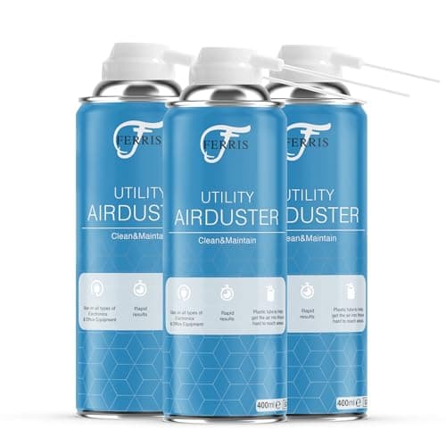 Image of FERRIS | Air Duster Can (3 x 400ml) Powerful Compressed Air Duster Spray Cleans and Removes Dust & Debris | Use on Office Equipment, Electronics, Keyboard Cleaner, Camera Lens Blower (3pk)