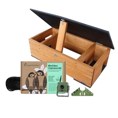 Image of Green Feathers HD WiFi Camera 3rd Gen & Hedgehog Feeding Station, UK Power Supply (1080p Wi-Fi Camera & Feeding Station)