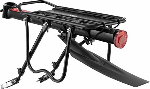 Image of FAMEX RIDE® Bike Pannier Rack Rear Bike Rack Mountain Bike Rack Bicycle Rear Rack Carrier with Reflector Adjustable And Quick Release System Seatpost Rack Black, With Mudgurd, 50KG Capacity, 24"-29"