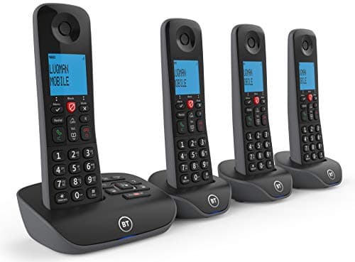 Image of BT Essential Cordless Landline House Phone, Nuisance Call Blocker, Call Block button, Answer Machine, Quad Handset Pack