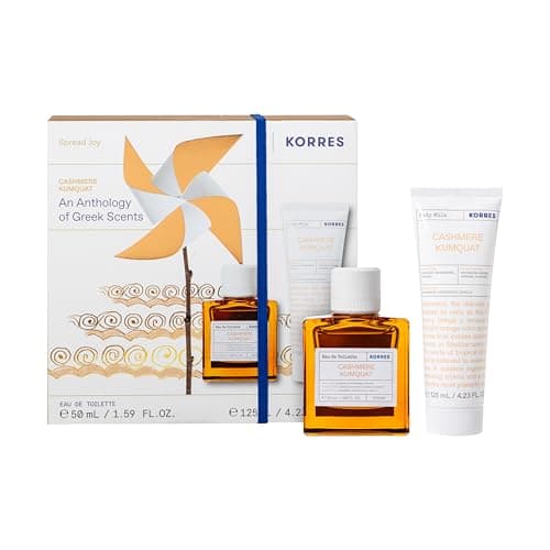 Image of KORRES Cashmere Kumquat Fragrance Set for Women, Gift Set of EDT 50 ml & Body Milk 125 ml in Oriental, Sweet, Warm Fragrance, Value Set, Vegan