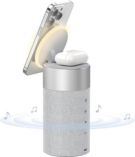 Image of COLSUR Bluetooth Speaker, Wireless Charger, Bluetooth Speakers with Night Light, 2 in 1 Wireless Charging Station for iphone16/15/14/13/12 Series, for Air-Pods Pro/3/2（Gift Ideal）