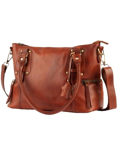 Image of Superior Leather - Women Genuine Leather Handbag Shoulder Bag Full Grain Real Leather Cognac SLG-2
