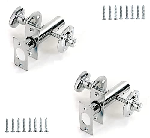 Image of TERF® Heavy Duty Polished Chrome 60mm Thumb Turn Security Bolt Door Lock and Emergency Coin Release Thumb-turn Privacy Door Lock with Fixing Screws For Toilet Bathroom - Pack of 2
