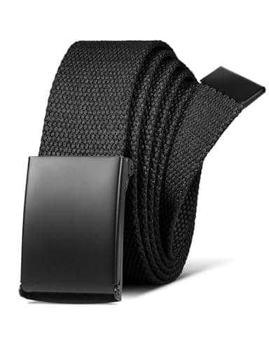 Image of LXMY Belts for Men,Work Belts for Men,Mens Adjustable Canvas Fabric Nylon Golf Belt Fits Anywhere(Black)