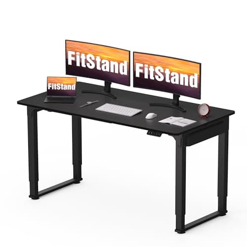 Image of FitStand 140x70cm Dual Motors Standing Desk - Height Adjustable With Splice Board, Memory Smart Panel for Home Office (Black)
