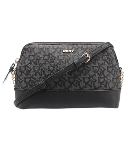 Image of DKNY Women's Bryant Park Top Zip Dome Crossbody Crossobody Bag, Black Logo and Black