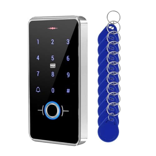 Image of ReaIOKbii IP68 Waterproof Fingerprint Door Access Control Keypad – RFID 13.56MHz Entry System with Cards, PIN Code, Backlit Touch Panel, Doorbell & 10 Key Fobs for Outdoor Use