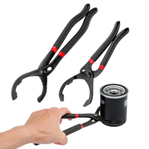 Image of YKUKIZEE 2 Pack 10 inch and 12 inch Adjustable Oil Filter Pliers, Oil Filter Wrench Removal Tool, Long Handle Oil Filter Locking Pliers for Car Auto Motorcycle Truck Fittings