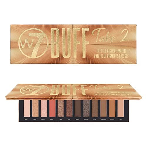 Image of W7 Buff Take 2 Pressed Pigment Palette. Creamy Matte & Shimmer Metallic Tones. Neutrals, Golds, Coppers, Pinks and Smoke Colors | Cruelty Free Makeup For Women