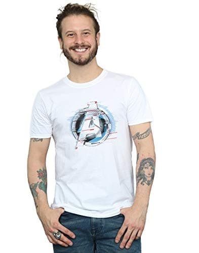 Image of Marvel Men's Avengers Endgame Team Tech Logo T-Shirt White Medium