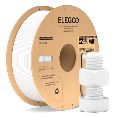 Image of ELEGOO ABS Filament 1.75mm White 1KG, Heat Resistant 3D Printer Filament High Toughness & Impact Resistance, 1kg spooll(2.2lbs) Fits for Most FDM Printer
