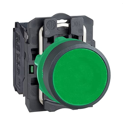 Image of Schneider Electric Harmony XB5 - Push Button Switch, Plastic, Spring Return, 1NO, 22 mm Mount, Unmarked, Flush Operator Profile, XB5AA31, Green