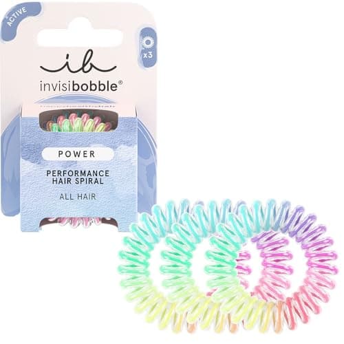Image of invisibobble Power Magic Rainbow Colourful Spiral Hair Scrunchies for Thick Hair & Active Lifestyle, HAIRLOVETECH™ Technology, Strong Hold & Comfort, Ideal for Women & Girls, Pack of 3